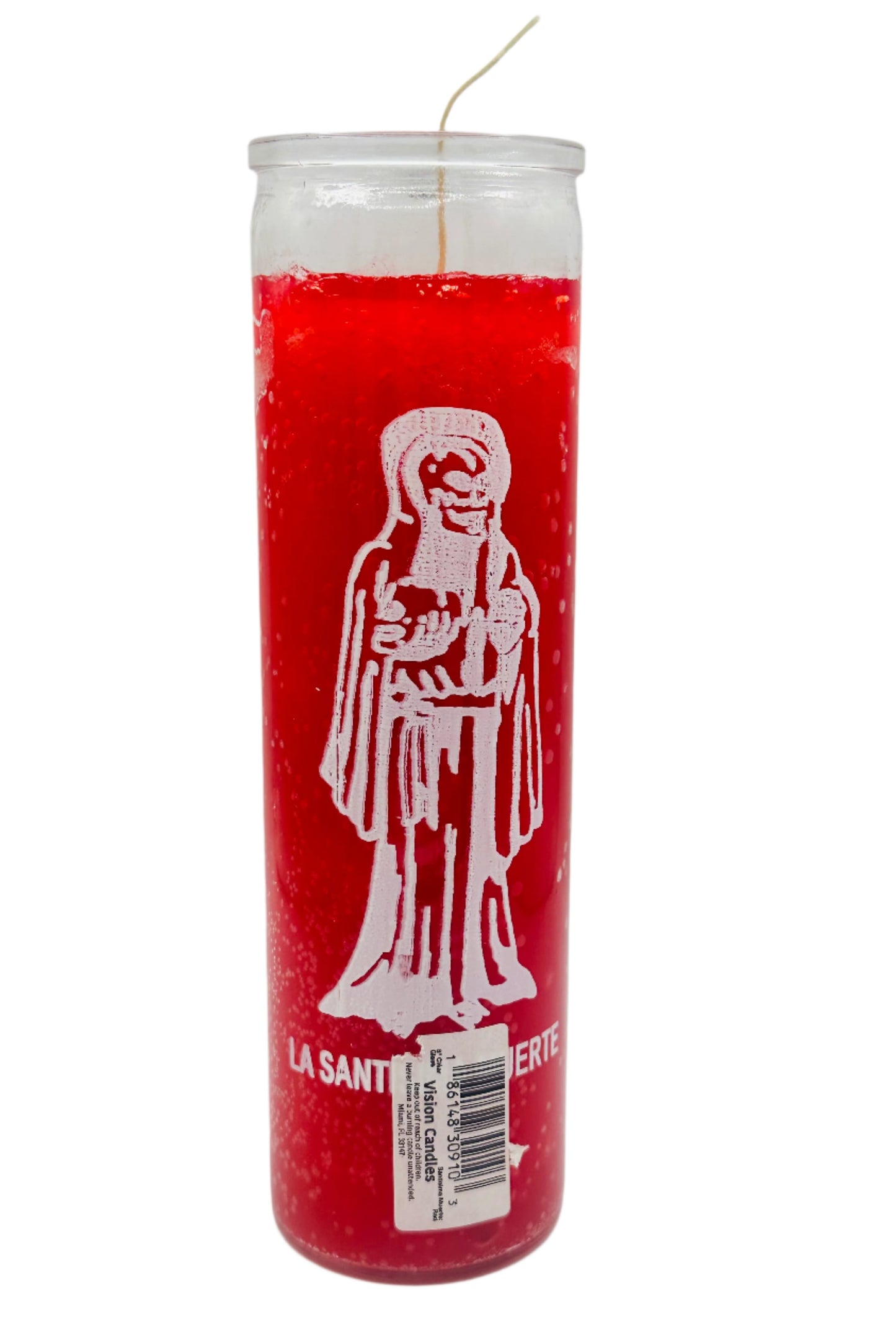 Red santa muerte candle