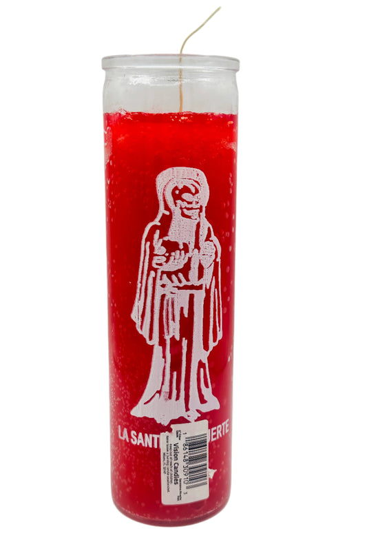 Red santa muerte candle