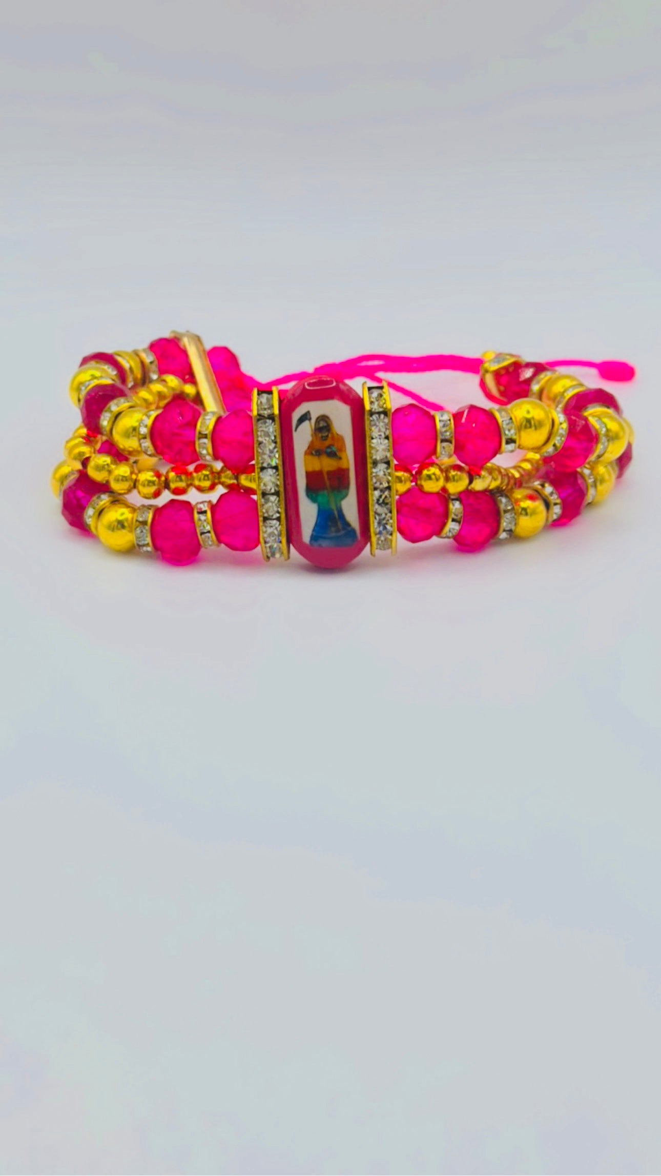 Pink Santa muerte bracelet