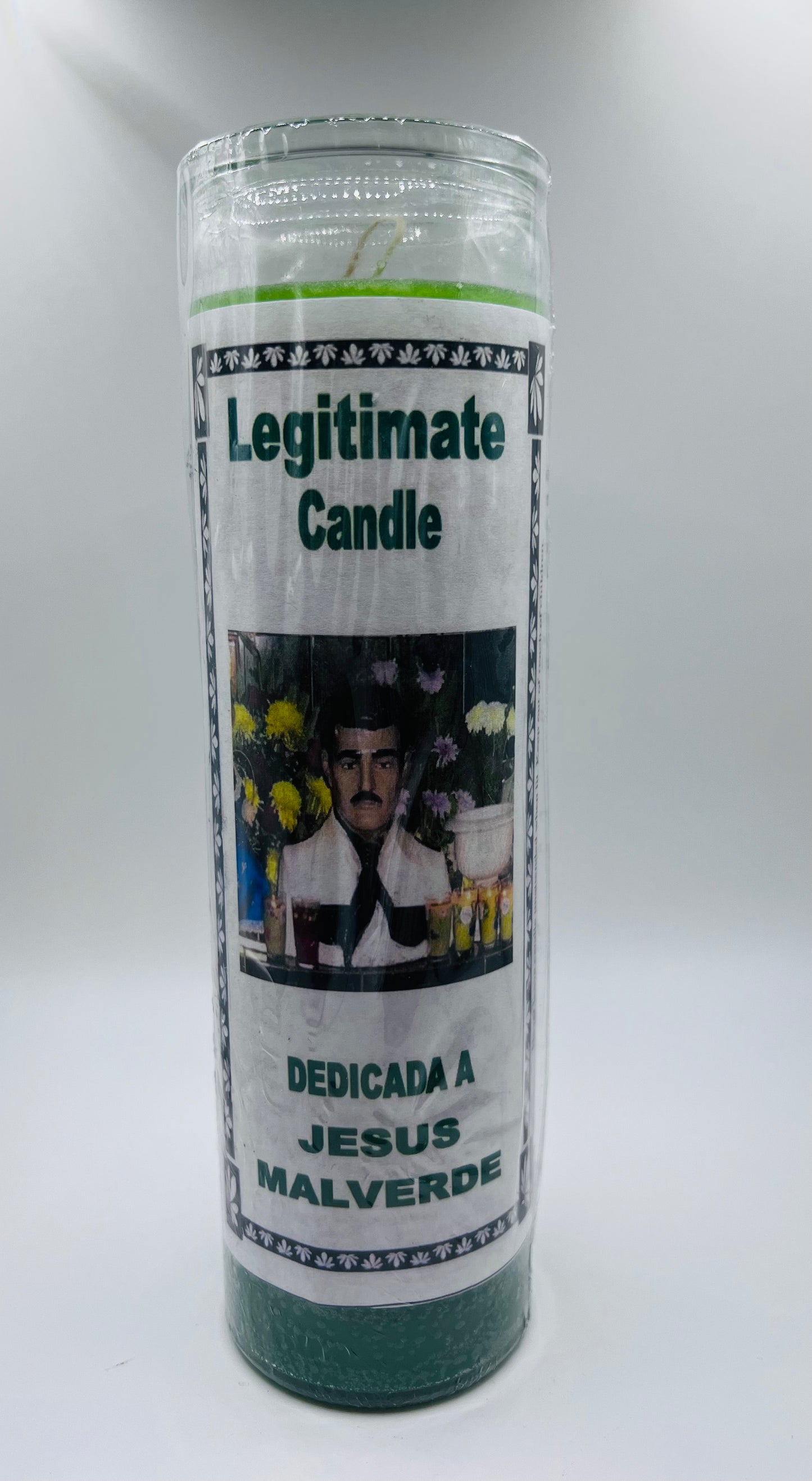 Jesus Mal Verde candle