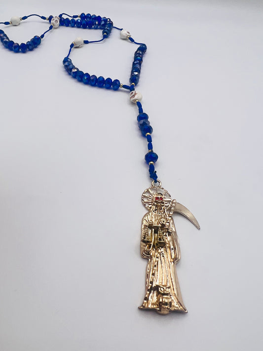 Blue Santa muerte rosary