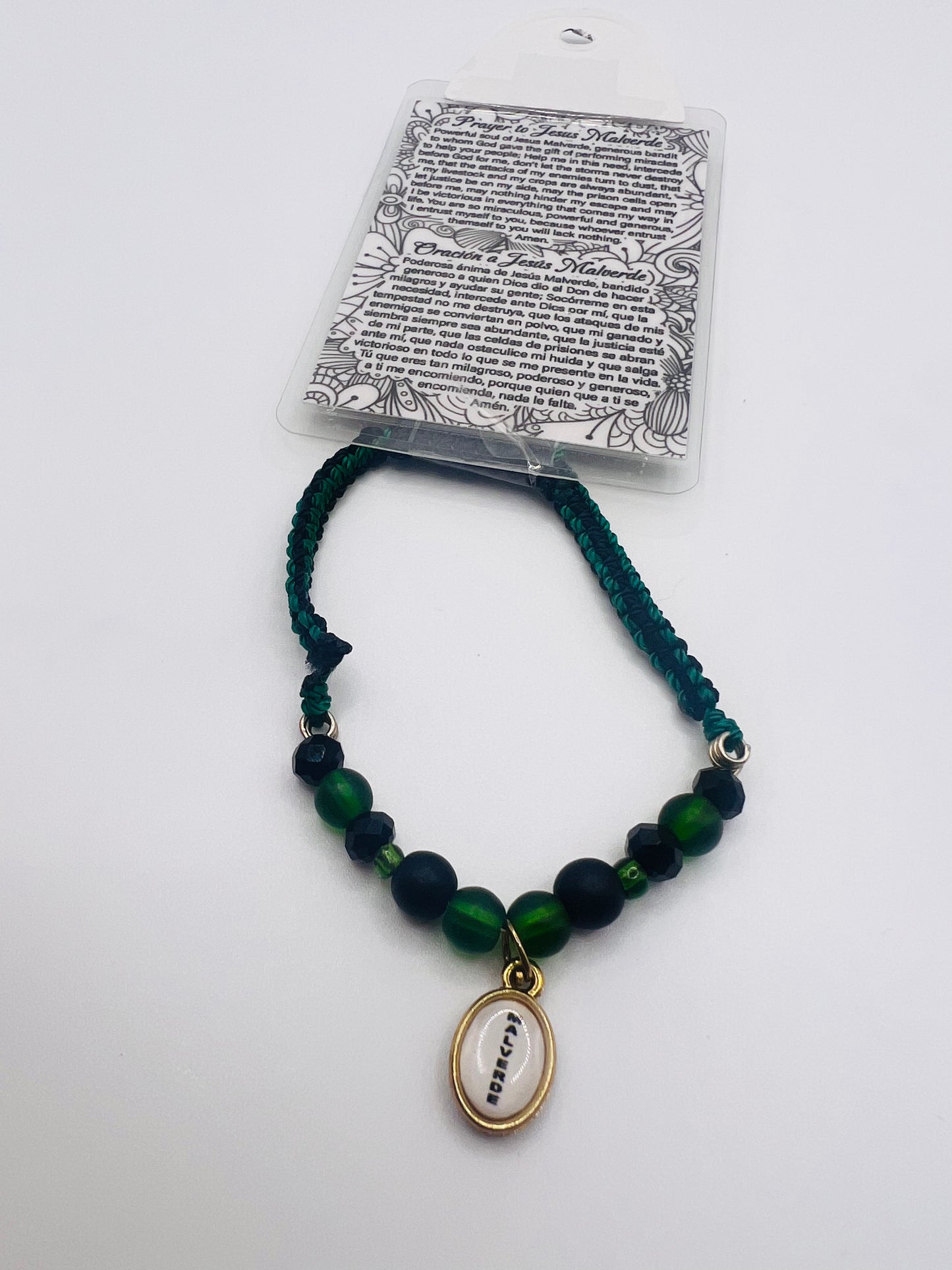 Jesus malverde bracelet and prayer card